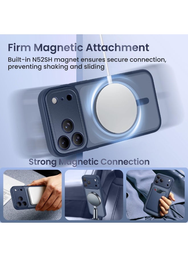 GolbinBox for iPhone 17 Pro Max Case with Stand,Compatible with MagSafe,[Camera Control][Military Drop Protection] Shockproof Slim Translucent Matte Phone Cover for iPhone 17 Pro Max 6.9",Navy Blue - Image 4